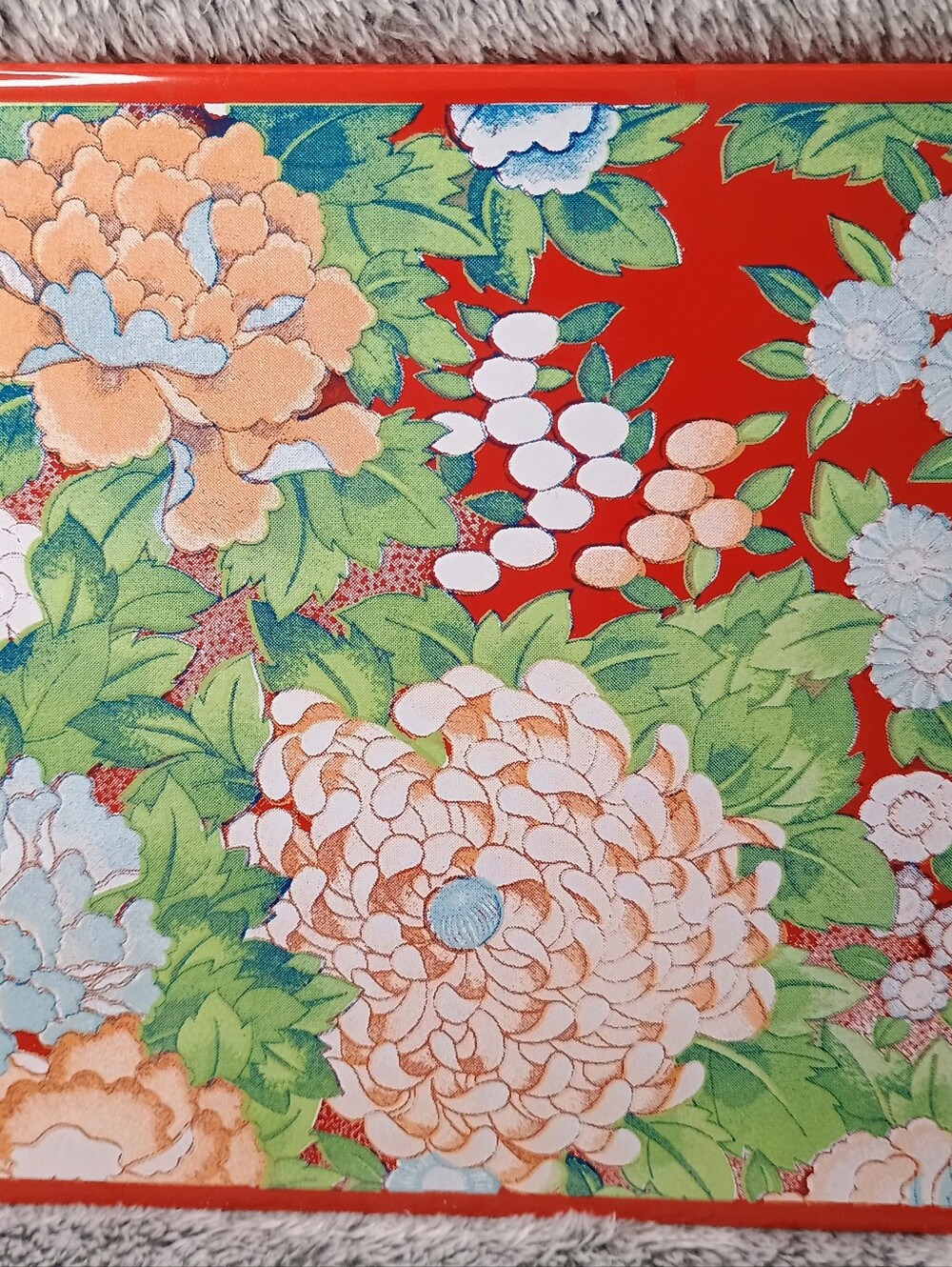 MCM Georges Briard 8x8 Enamel Tile Art Chrysanthemum Retro 50s Or 60s Vintage